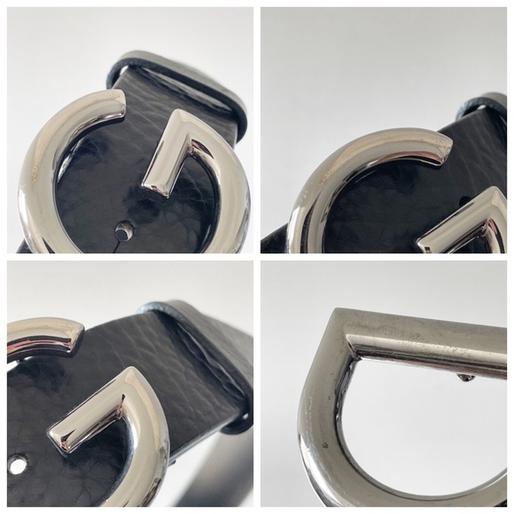 Dolce & Gabbana black leather gunmetal DG logo sleek minimalist belt - Picture 4 of 10